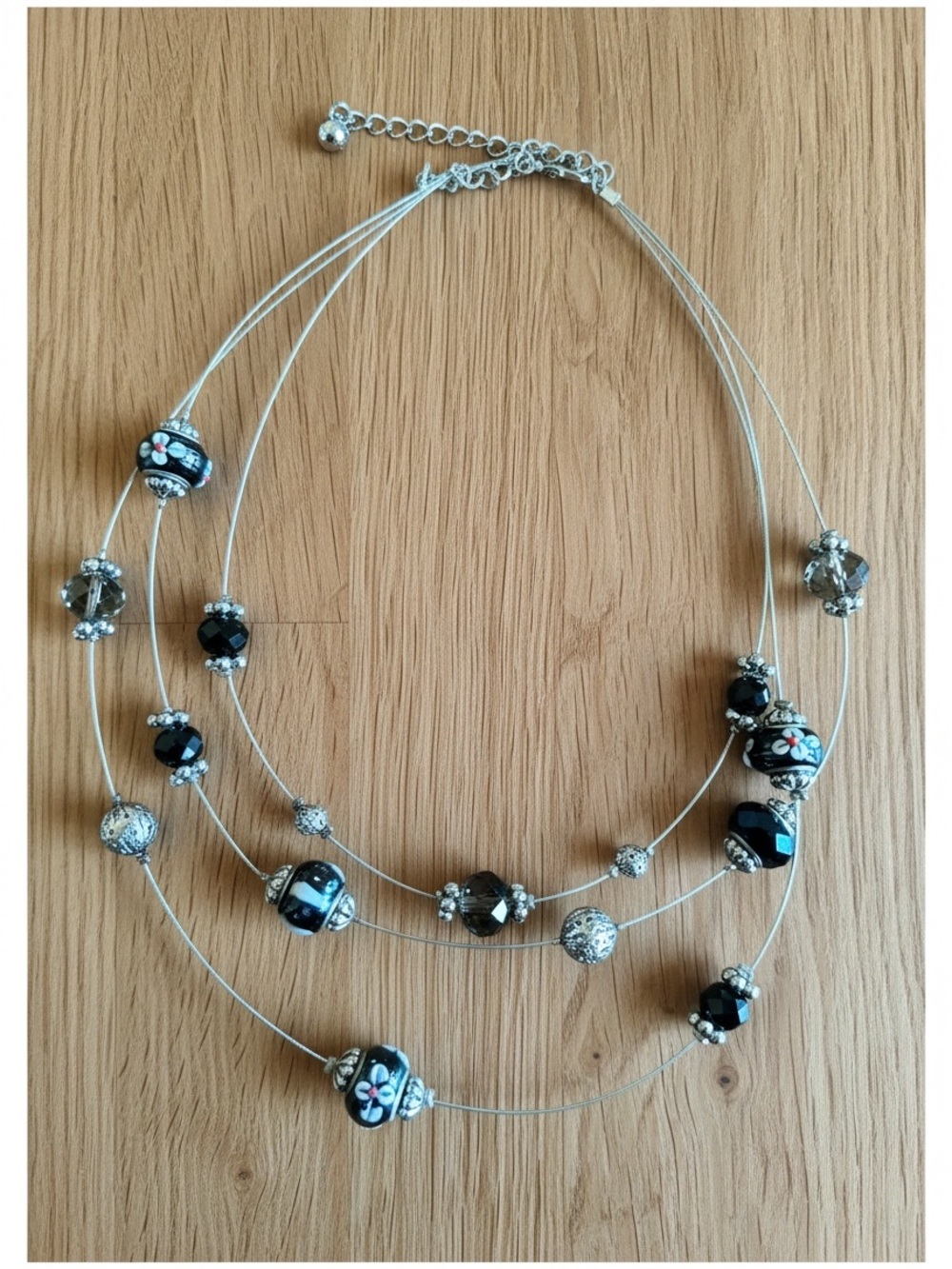 Vintage Multi-Strand Illusion Necklace - Floral & Glass Beads